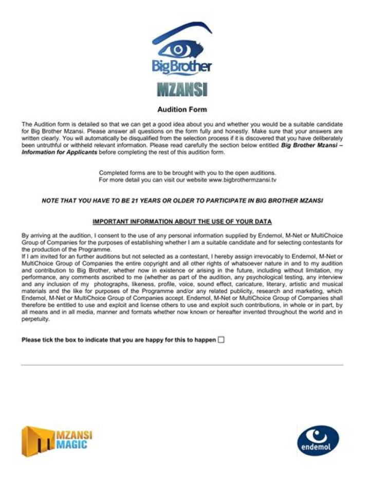Big Brother Mzansi Application Form 2024/2025