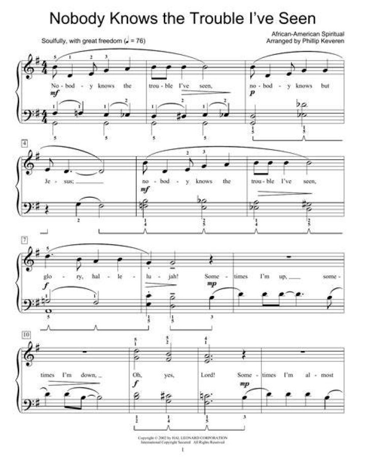 Nobody Knows the Trouble I've Seen Christian Gospel Song Lyrics and